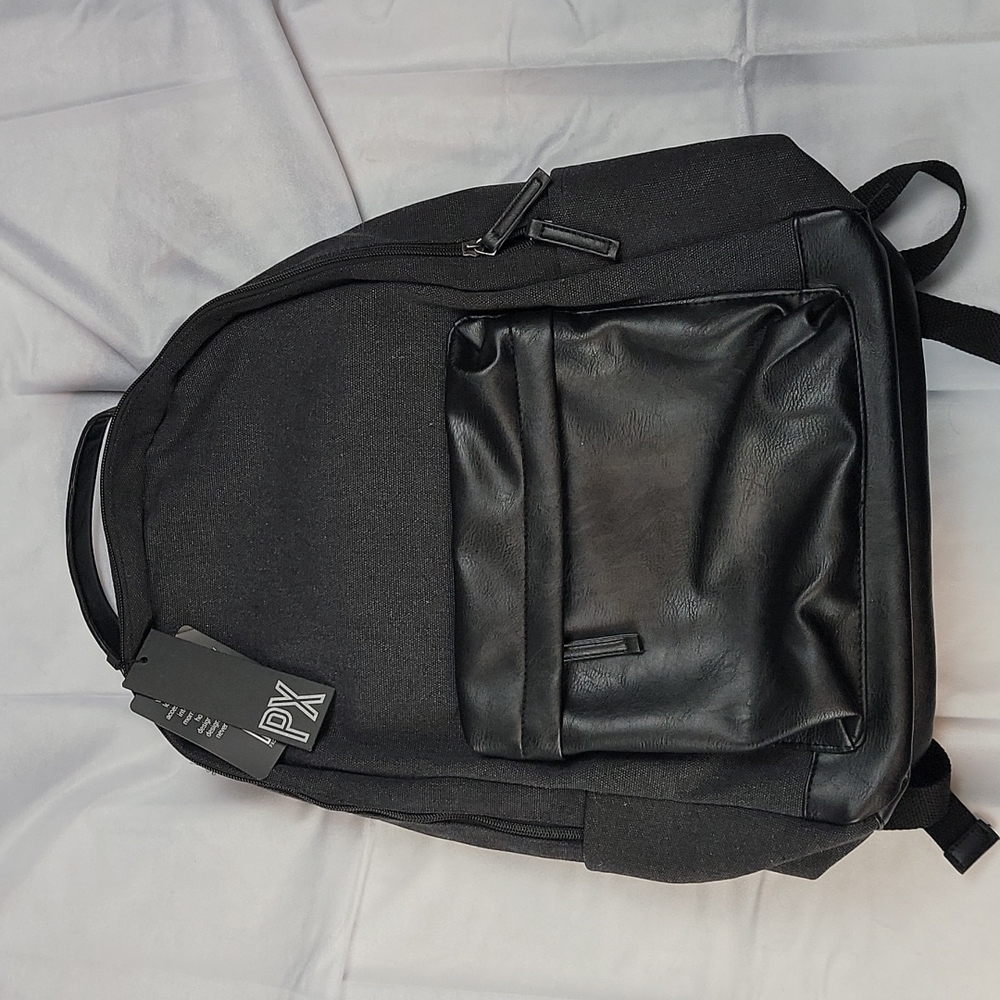 PX Clothing vegan leather and Denim backpack